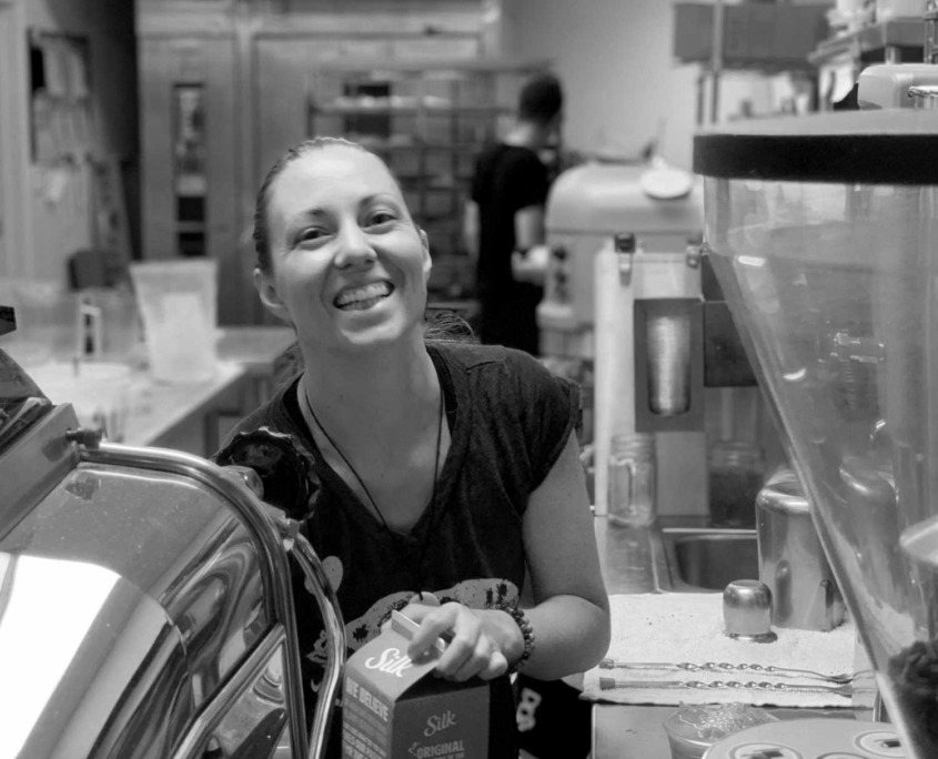 Natalie hand-crafting a chi tea latte